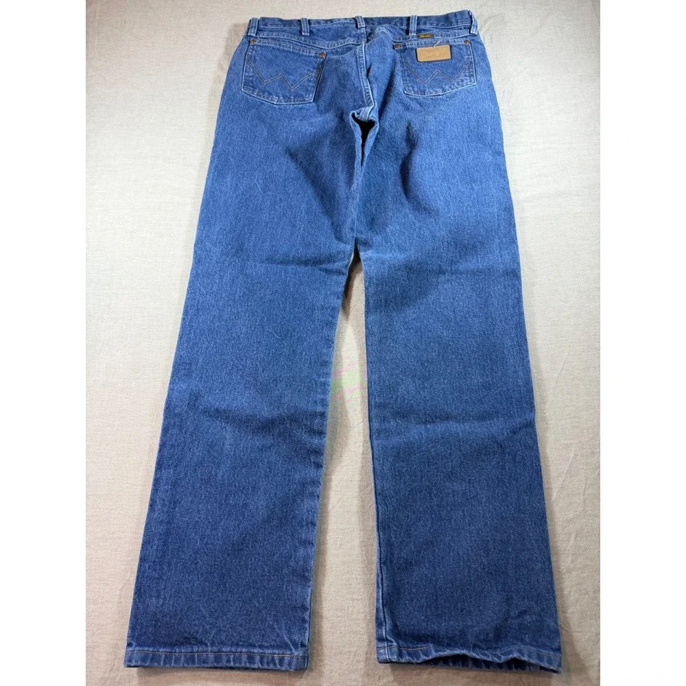 Wrangler Jeans Mens 37x34 Blue Excellent Cowboy Cut 13MWZPW Straight Leg Denim
